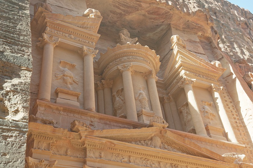 Petra. Upper section of the Treasury. Wadi Musa. .