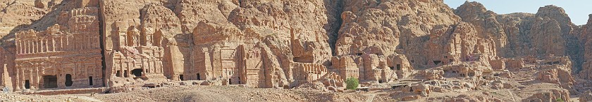 Petra. Panoramic view on the royal tombs. Wadi Musa. .