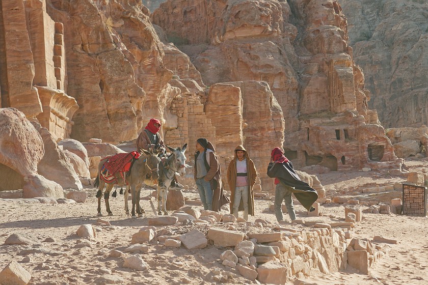 Petra. Jordanians and donkeys. Wadi Musa. .