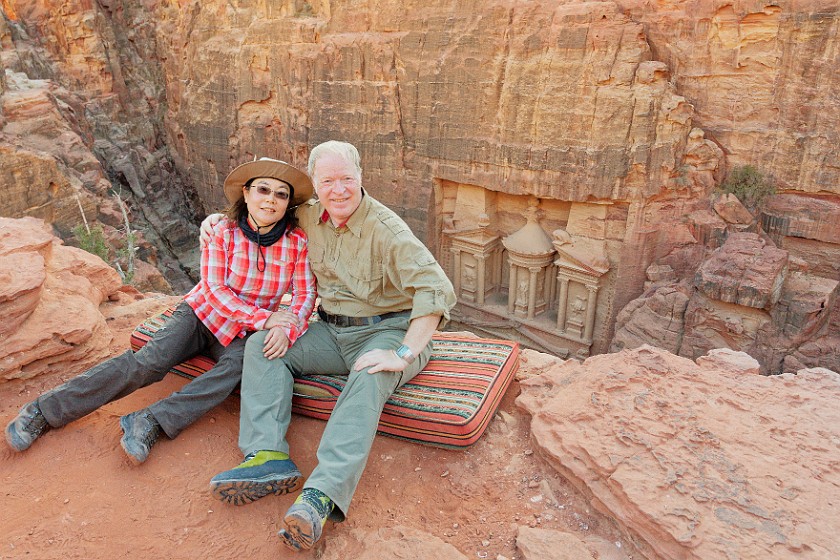 Petra. Portrait with Treasury from above. Wadi Musa. .
