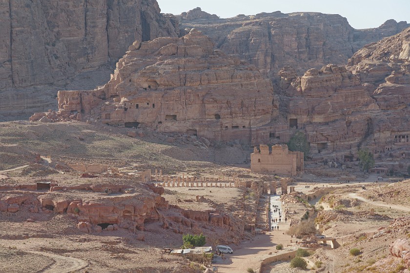 Petra. View on Cardo Maximus, Great Temple and Qasr al-Bint. Wadi Musa. .