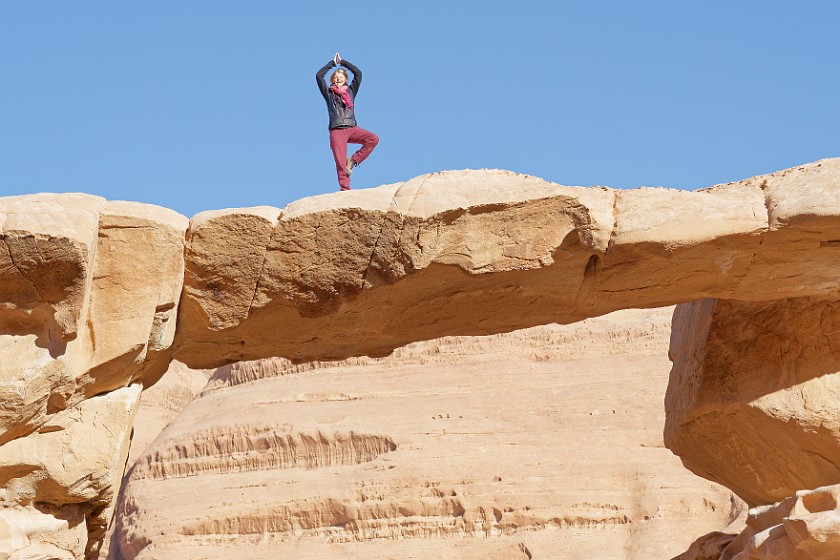 Wadi Rum. Friend on Um Frouth Rock Arch. Wadi Rum. .