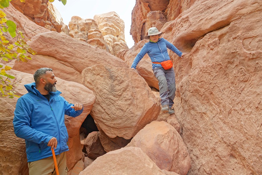 Wadi Rum. Hiking through the Abu Khasaba canyon. Wadi Rum. .