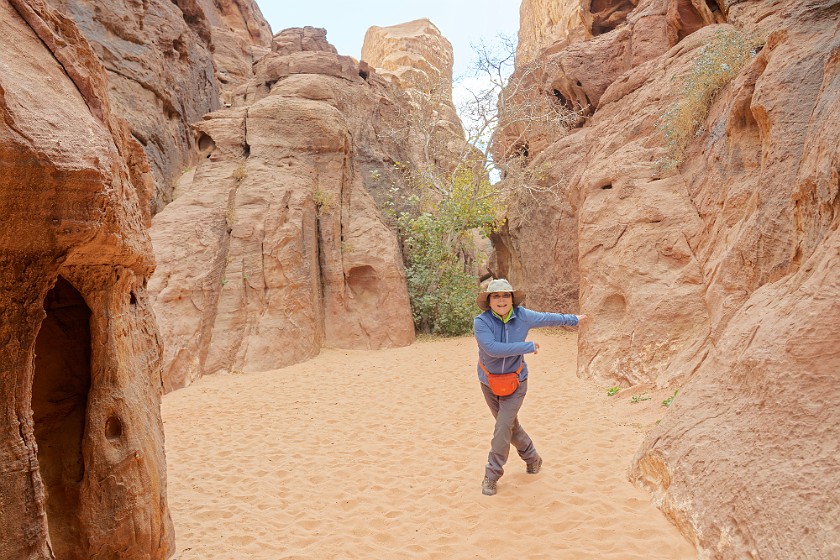 Wadi Rum. Hiking through the Abu Khasaba canyon. Wadi Rum. .