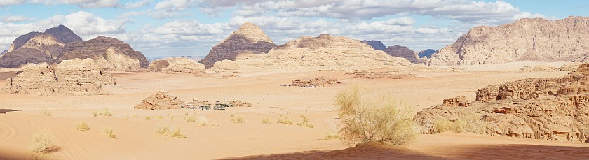 Wadi Rum. Panoramic view from the Abu Khasaba canyon. Wadi Rum. .