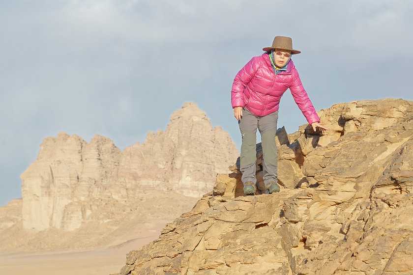 Wadi Rum. Portrait on a rock. Wadi Rum. .