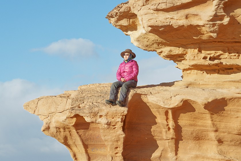 Wadi Rum. Portrait on the Mushroom Rock. Wadi Rum. .