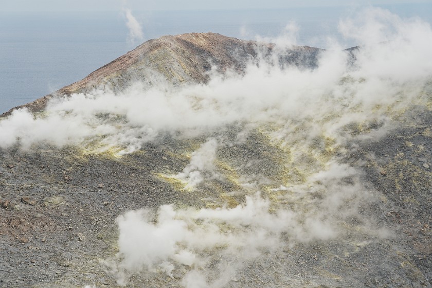 Hiking on Vulcano. Volcano crater. Vulcano. .