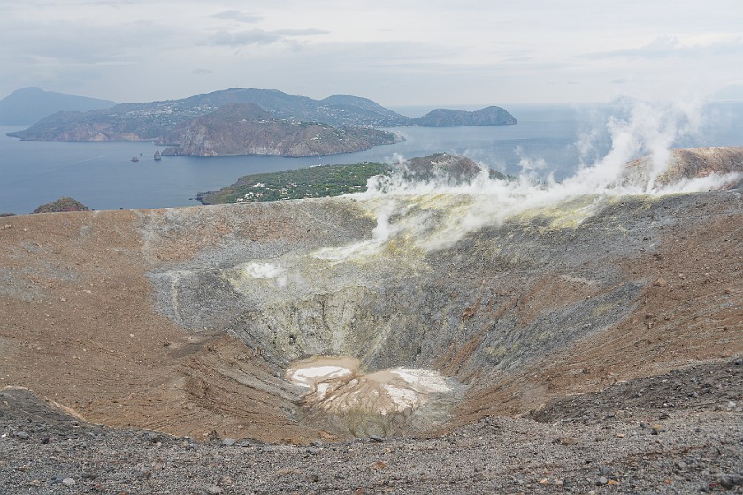 Hiking on Vulcano. Volcano crater. Vulcano. .