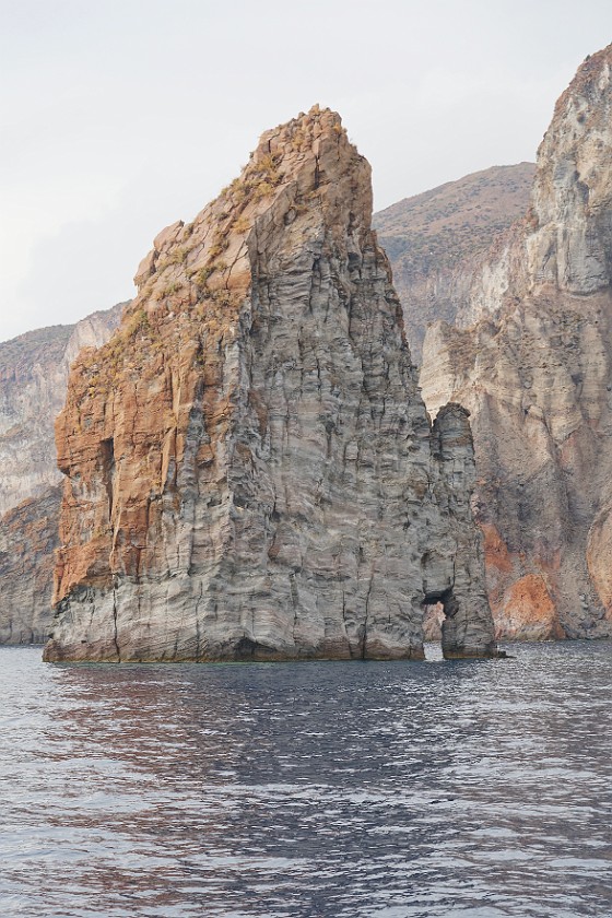 Hiking on Vulcano. Rock needle. Lipari. .