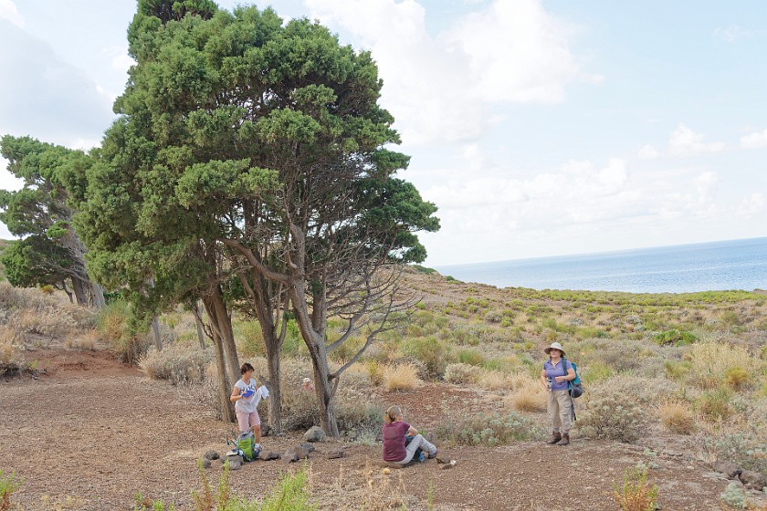 Hiking on Lipari. Break in a valley. Lipari. .
