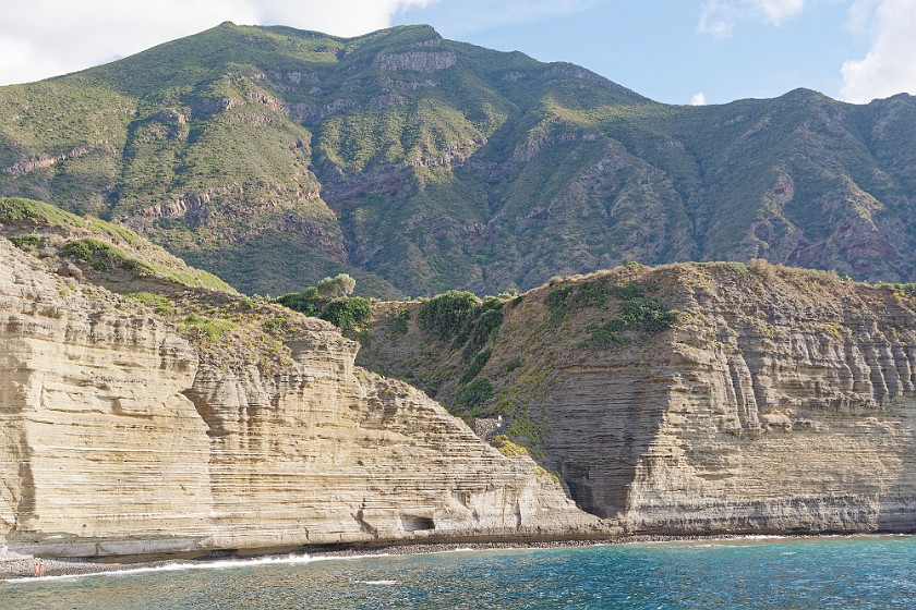 Hiking on Salina. Cliff of Pollara. Salina. .