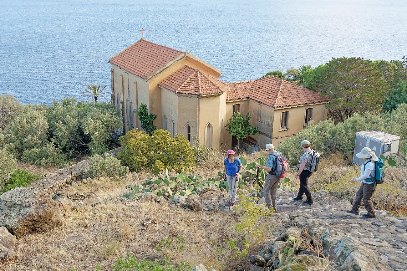 Hiking on Alicudi. Chiesa della Madonna del Carmelo. Alicudi. .