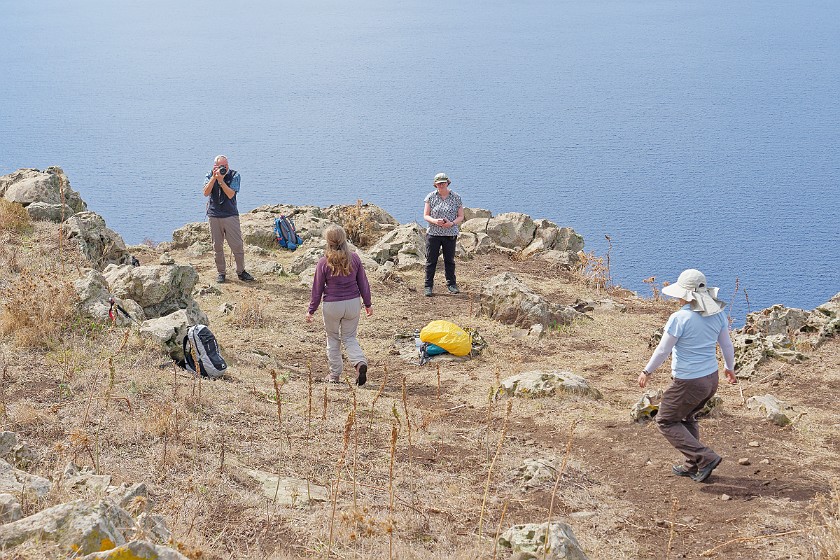 Hiking on Alicudi. Break on a mountain plane. Alicudi. .