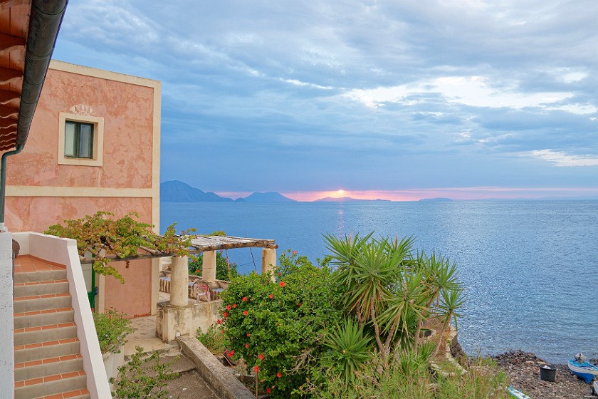 Hiking on Alicudi. Sunset. Alicudi. .