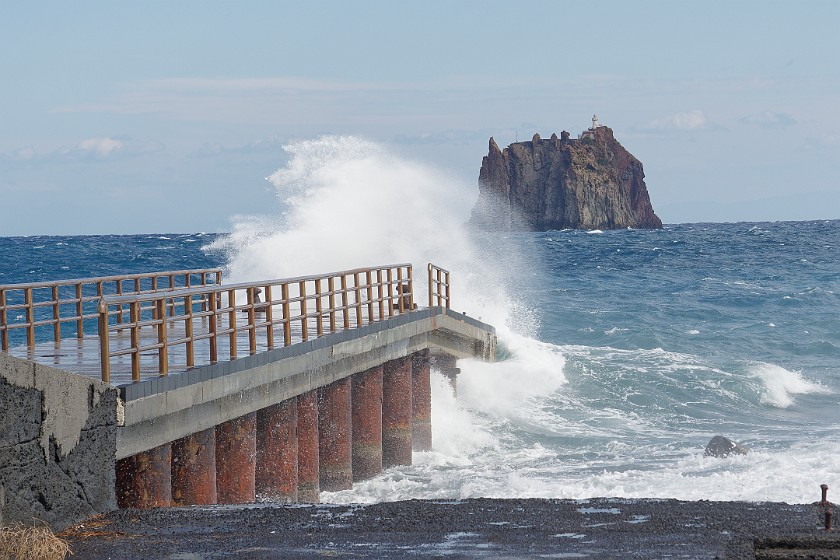 Stromboli. Pier and Strombolicchio. Stromboli. .