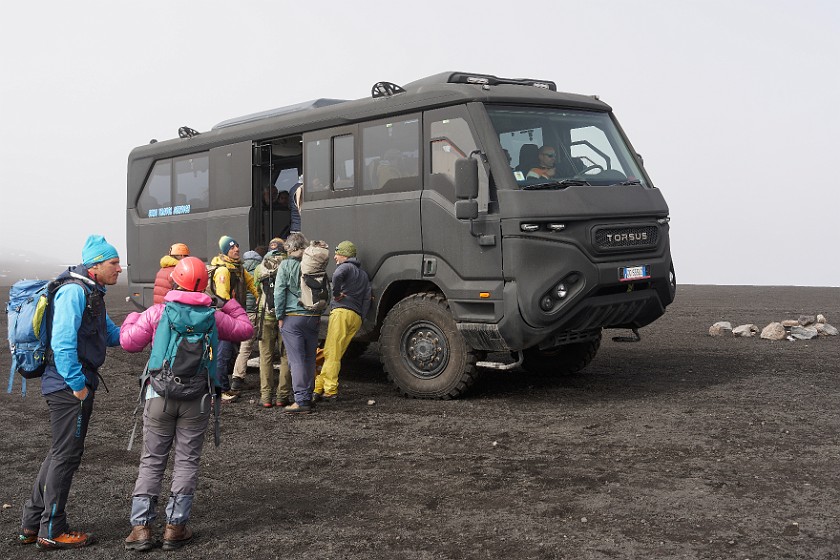 Hiking in the Etna North Area. All-wheel-drive truck. Linguaglossa. .