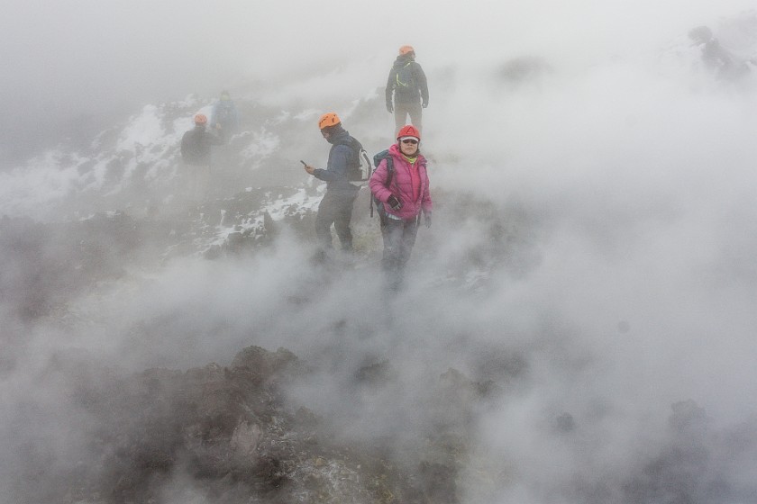 Hiking in the Etna North Area. Portrait in the mist. Linguaglossa. .