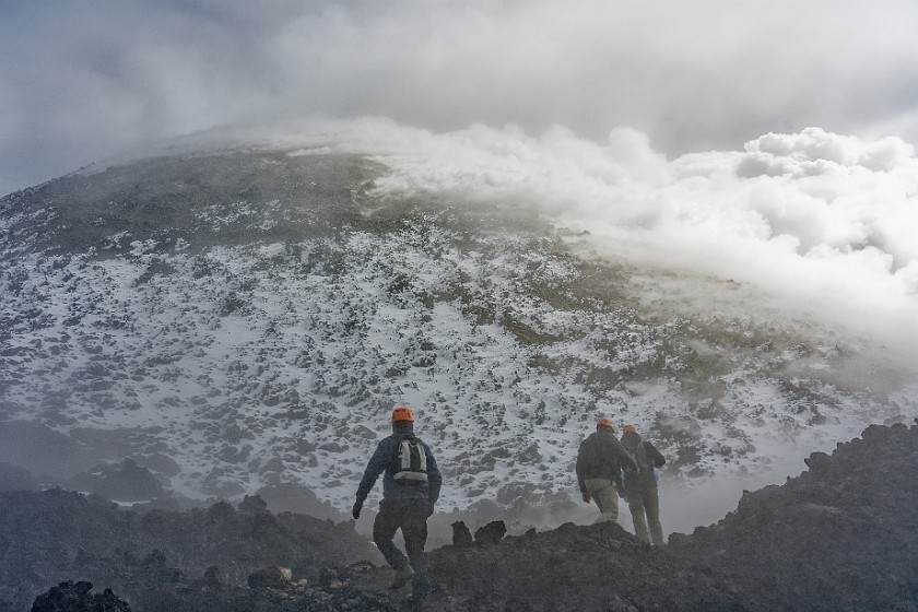 Hiking in the Etna North Area. Hiking in the storm. Linguaglossa. .