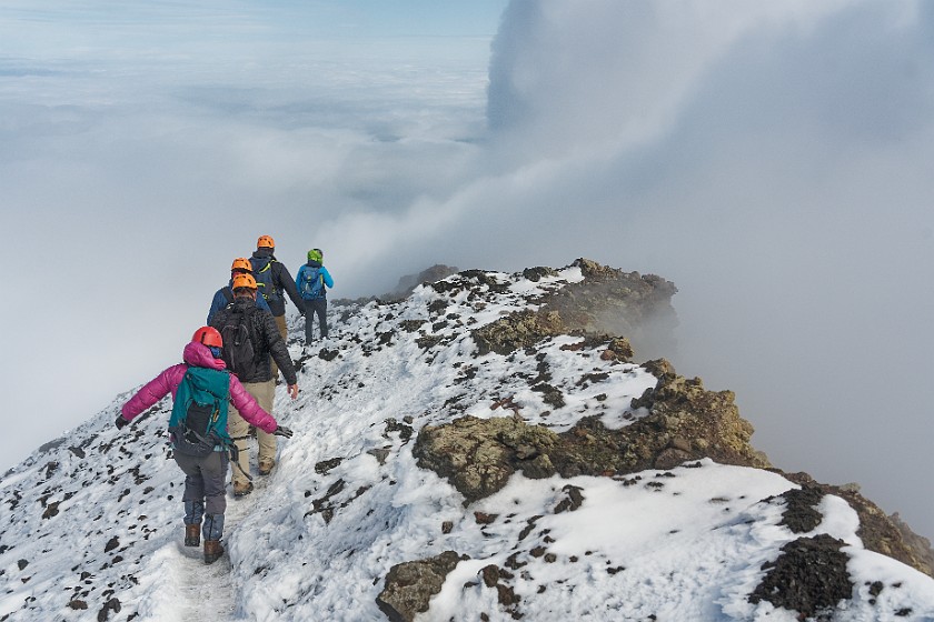 Hiking in the Etna North Area. Hiking on the crater rim. Linguaglossa. .