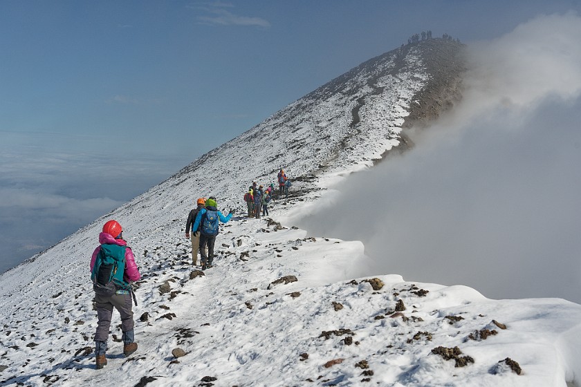 Hiking in the Etna North Area. Hiking on the crater rim. Linguaglossa. .