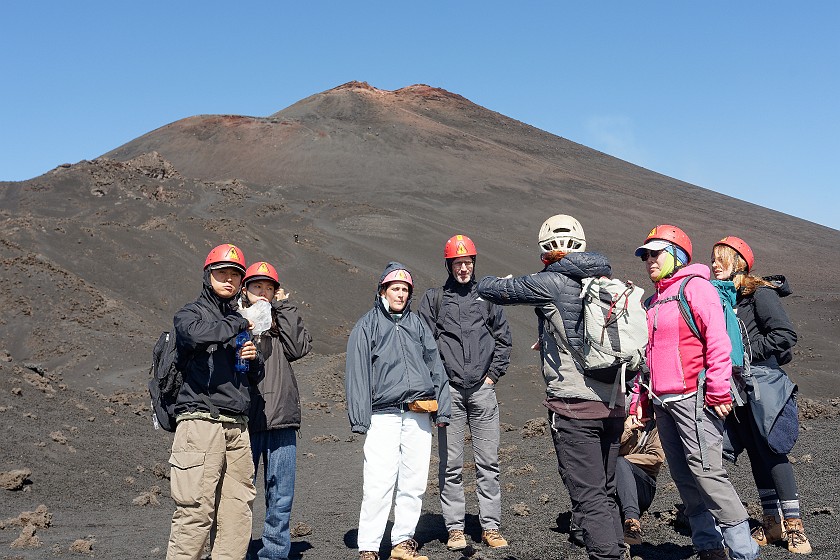 Hiking in the Etna South Area. Tour group and guide. Nicolosi. .