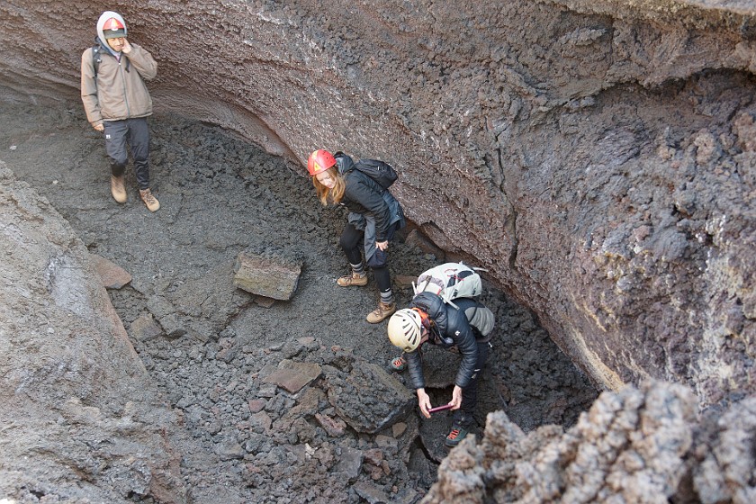 Hiking in the Etna South Area. Lava tube to the underground. Nicolosi. .