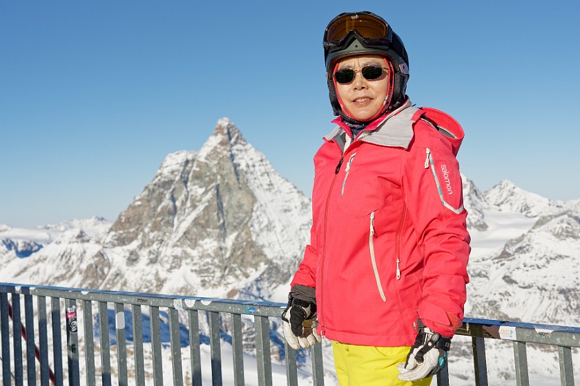 Klein Matterhorn. Portrait in front of the Matterhorn. near Zermatt. .