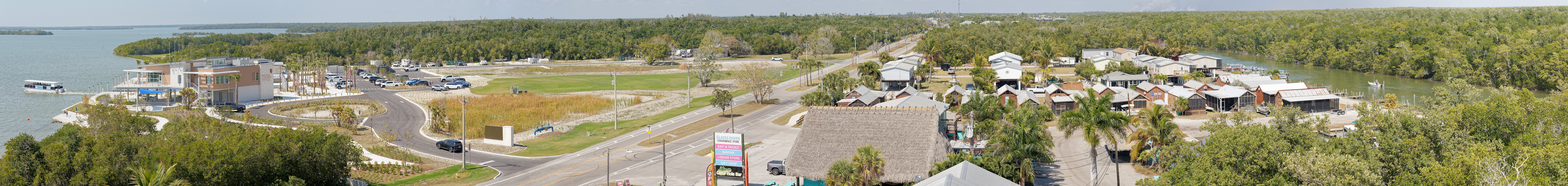 Everglades City. Panoramic view on Everglades City and mangroves. Everglades City. .