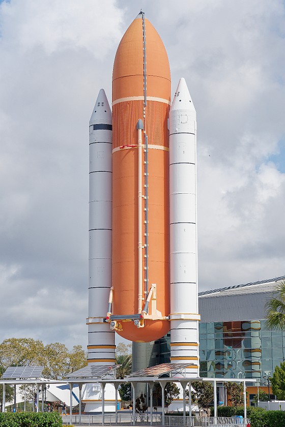 Kennedy Space Center. Model of the Space Shuttel tank and boosters. Merritt Island. .