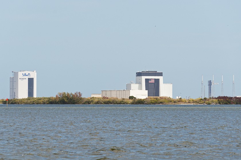 Kennedy Space Center. Vehicle assembly buildings of ULA and SpaceX, and launch pad 40. Merritt Island. .